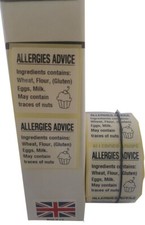 Cupcake Labels, Cake allergen Warning Labels, Food Allergy Content stickers