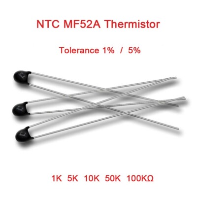 MF52A NTC Thermistor 1KΩ to 100KΩ Tolerance 1%/5% Temperature Sensitive Resistor