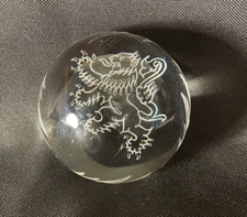 VTG Art Edinburgh Crystal Paperweight Heavy Dragon Clear Sculpture etched