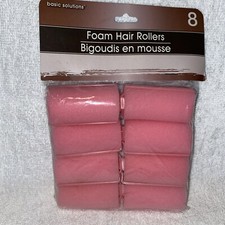 "Brand New" Basic Solutions Ladies Pink Foam Hair Rollers - Set of 8 