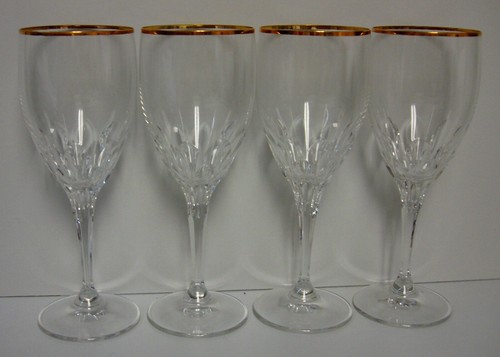 Gorham DIAMOND GOLD, NEW DESIGN Water Goblets SET of FOUR More Here MINT IN BOX - Picture 2 of 4