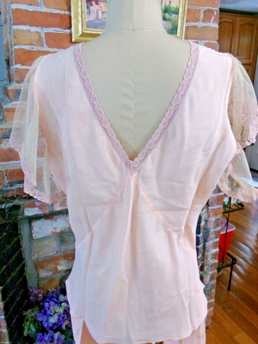 RARO SIN USAR! JUEGO DE 2 PIJAMAS PALAZZO LOUNGE AÑOS 30 40 MELOCOTÓN RAYÓN SEDOSO 17 L-XL - Imagen 16 de 17