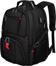 YOREPEK Extra Large Backpack, Fits 17" Laptops, With USB Charging Port, Black