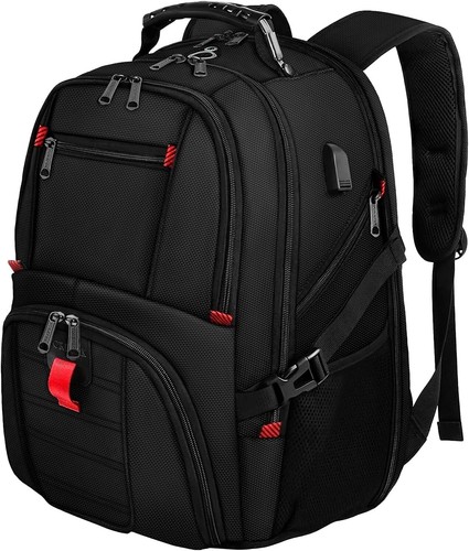 YOREPEK Extra Large Backpack, Fits 17" Laptops, With USB Charging Port, Black - Picture 1 of 8