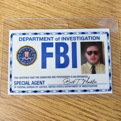 Parks and Recreation ID Badge- Special Agent Burt J Macklin costume prop cosplay