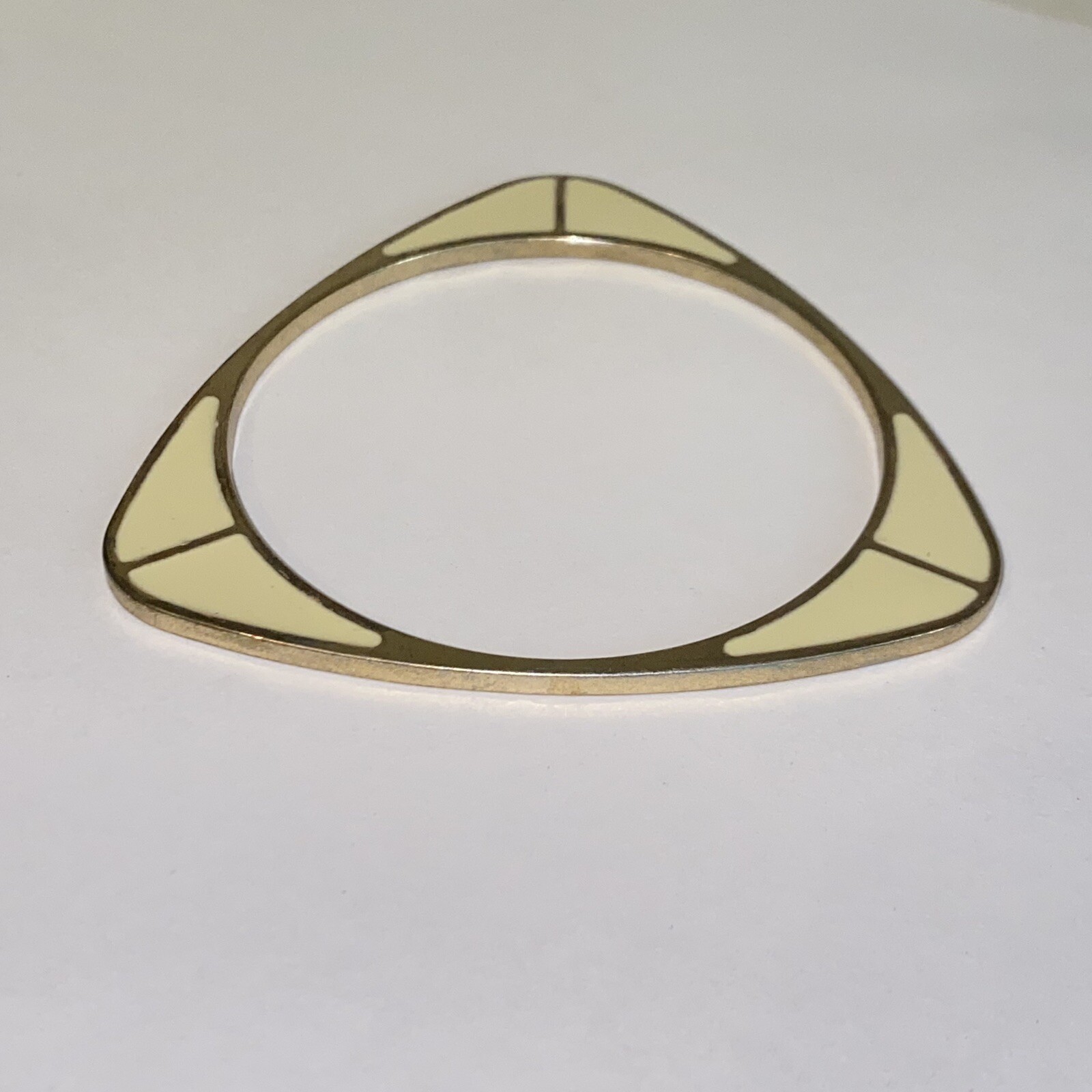 Vintage Triangular Gold Tone Bangle Bracelet with… - image 5