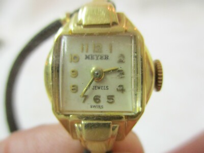 Vintage Swiss Meyer Ladies Watch 14K gold case 17 jewels Runs | eBay