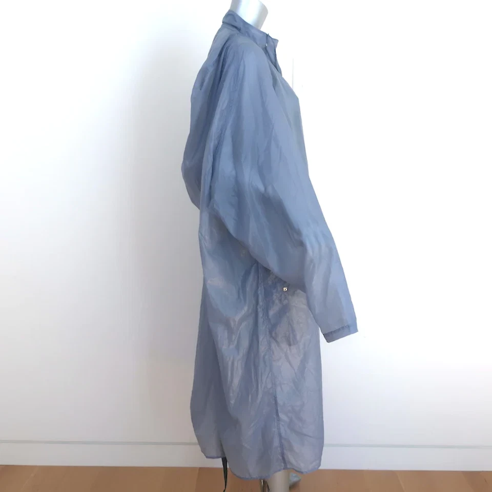 Moon Young Hee垂褶透明外套蓝色尼龙混纺 38 码 — 第 4/4 张图片