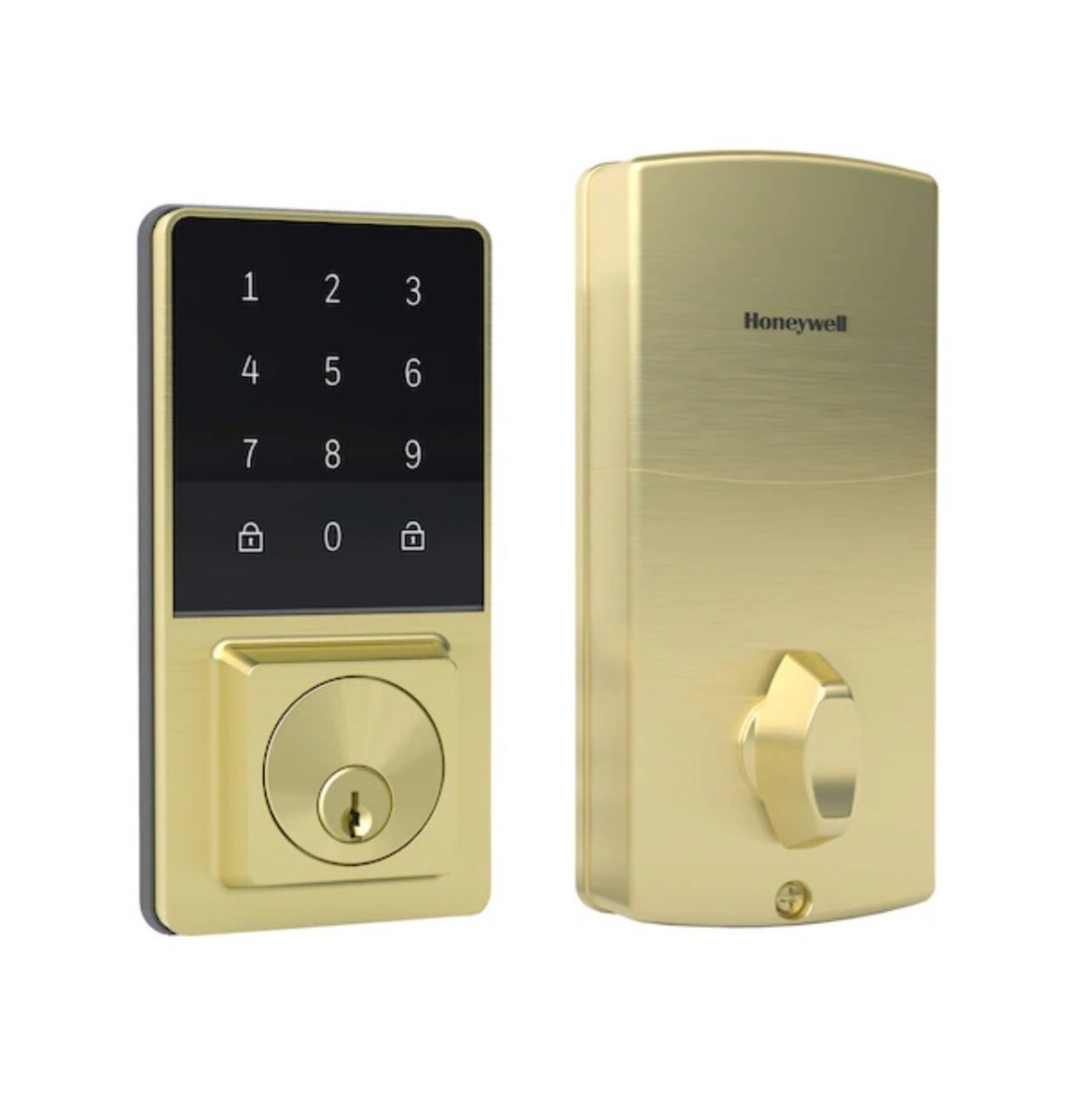 Honeywell Satin Gold Electronic Deadbolt Lighted Keypad 