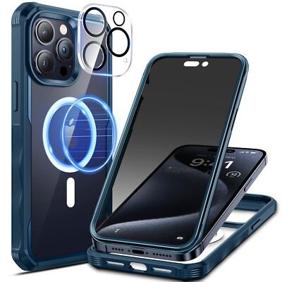 Sichtschutz Hülle für iPhone 15 Pro Max Kompatibel mit Magsafe Anti-Spy Handy...