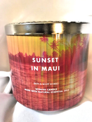 Bath and Body Works ''Sunset In Maui'' 3-Wick Candle, NIB