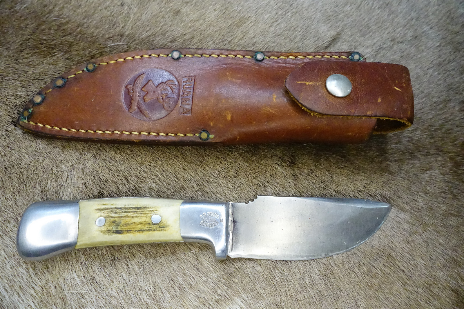 RUANA M STAMPED SKINNING KNIFE WITH ORIGINAL SHEATH eBay