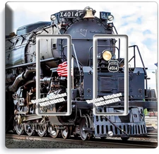 RAILROAD STEAM ENGINE TRAIN BIG BOY LOCOMOTIVE LIGHT SWITCH OUTLET HD WALL PLATE