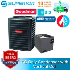 Goodman 2.5 TON 14.3 SEER2 R-32 AC Only System with Vertical Coil