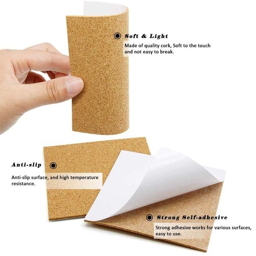 120Pcs Self Adhesive Cork Squares, MOTASOM 4 x 4 Inch Strong Cork Adhesive Sheet - Picture 6 of 7