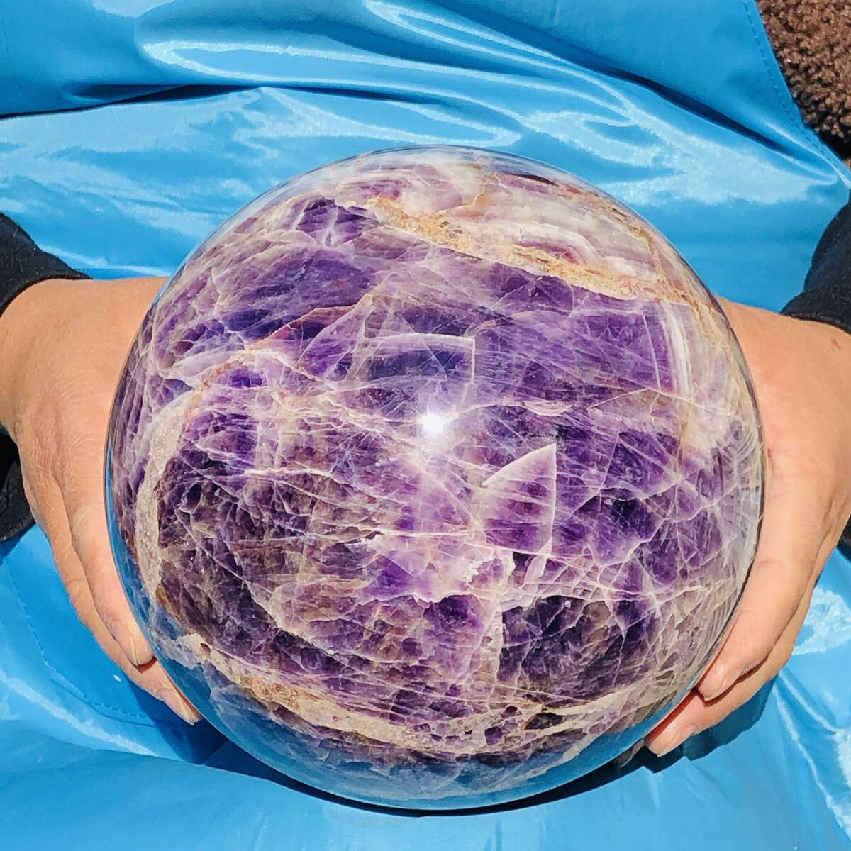 6750G Natural Beautiful Dream Amethyst Quartz Crystal Sphere Ball Healing 2718