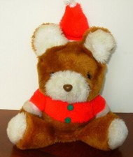 Animated Plush Teddy Bear Christmas Santa Claus Musical Vintage 1980s Toy
