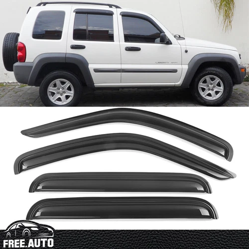 For 02-07 Jeep Liberty Acrylic Window Visor Sun Rain Deflector Guard 4PCS Set