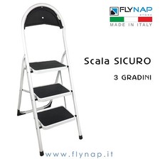 SCALA PIEGHEVOLE IN METALLO SICURO A 3 GRADINI CON PARAPETTO