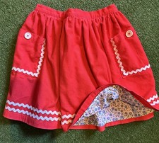 Mini Boden Skirt Girls Red/orange cordoroy sz 11-12y Ric Rac Floral Valentines