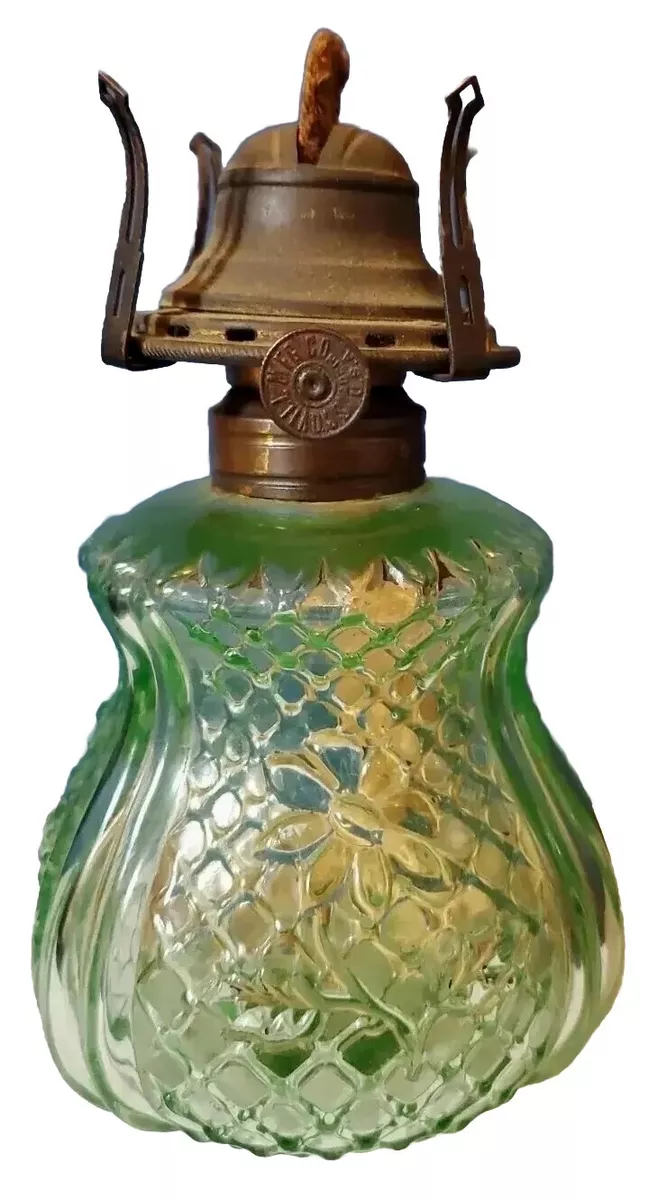 Green depression on sale glass oil lamp