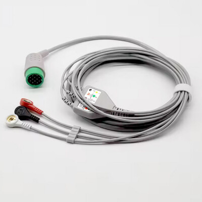 3-Lead Snap Physio Control Lifepak 11/12/15/20 ECG Cable Compatible