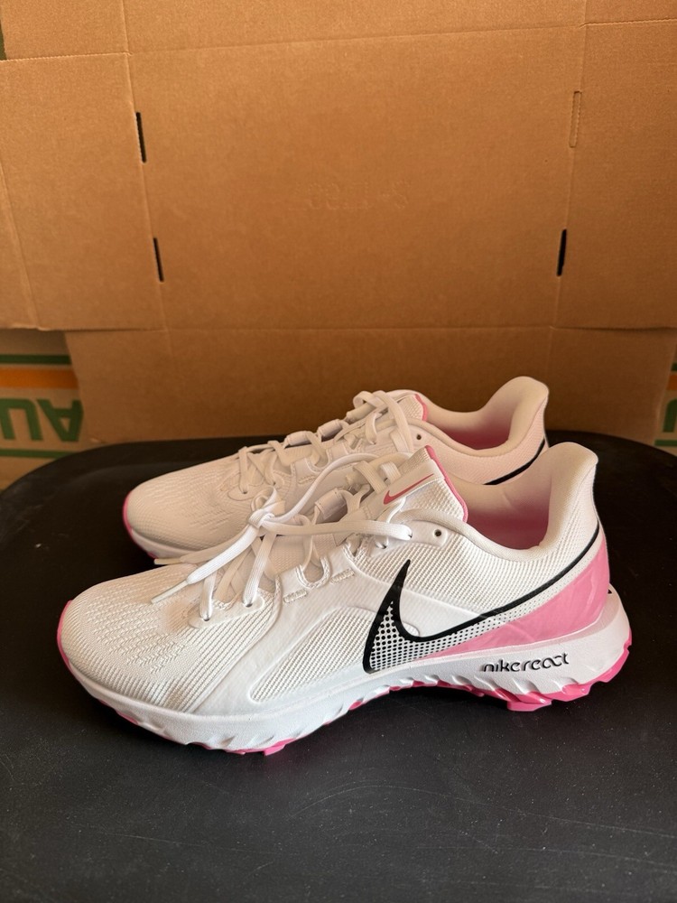 Nike React Infinity Pro Golf Shoes Size 8 White Black Pink Cleats CT6620-101