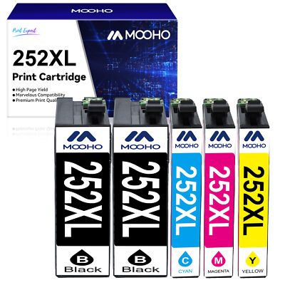 5Pcs For Epson 252XL Black Color Ink Cartridge For WorkForce 3620 3640 3630