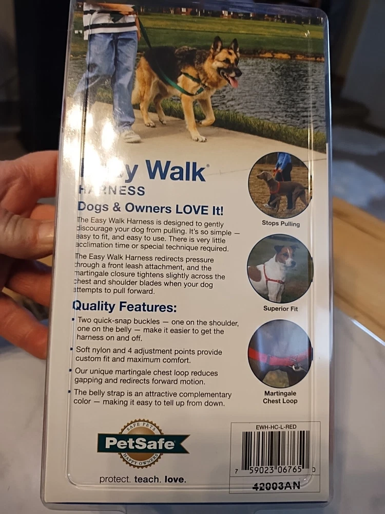 Dog Harness Easy Walk by Pet Safe New Size Large 26-36" Red & Black NEW