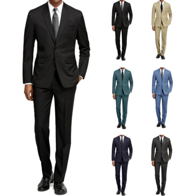 Men's Formal Two Piece 2-Piece Slim Fit Cut Suit Set