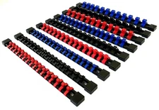 9 GOLIATH INDUSTRIAL MOUNTABLE SOCKET RAIL RACK HOLDER SET 129 CLIPS 1/4 3/8 1/2