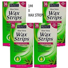 Image of 144 X Beauty Formulas Aloe Vera Wax Strips Hair Remover Face & Bikini Line
