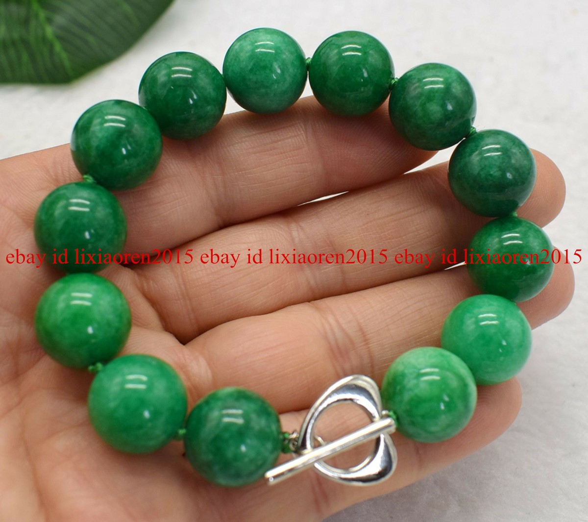 Huge 14mm Natural Dark Blue Jade Round Gemstone Beads Elastic Bracelet