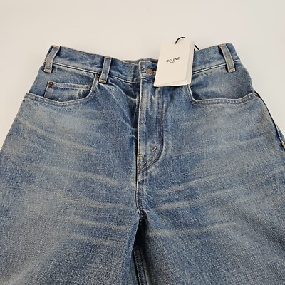 CELINE Flared Surf $1200 Union Wash Denim Jeans New