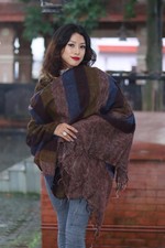Handmade Nepalese Burgundy Mixed Yak Wool Blanket/Travel Throw