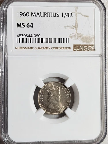 Mauritius 1/4 Rupee 1960 NGC MS 63