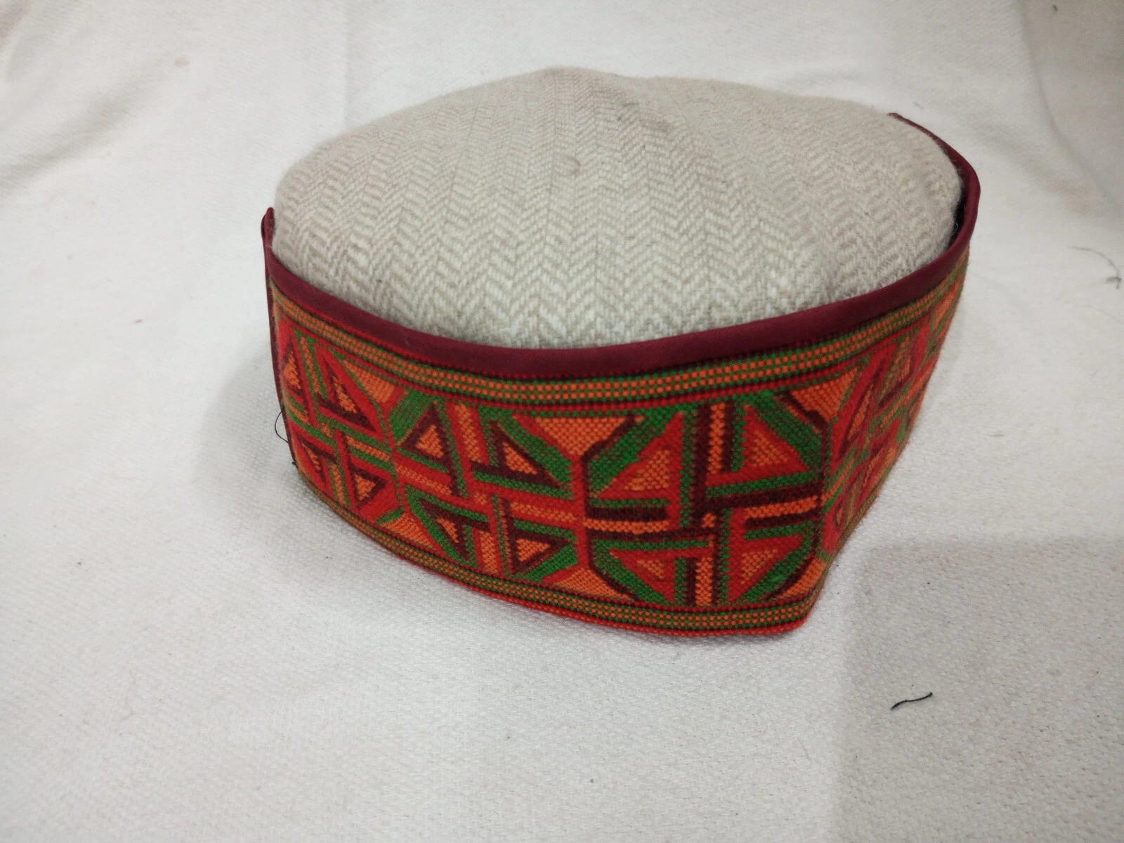 Himachal Cap 3.5" Border Design Multi color Pahari Topi Traditional Handcrafted