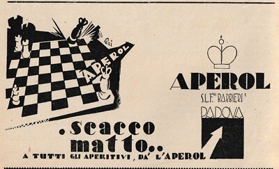 ADVERTISEMENT 1929 APEROL BARBIERI PADUA CRAZY CHECK AT ALL APERITIFS