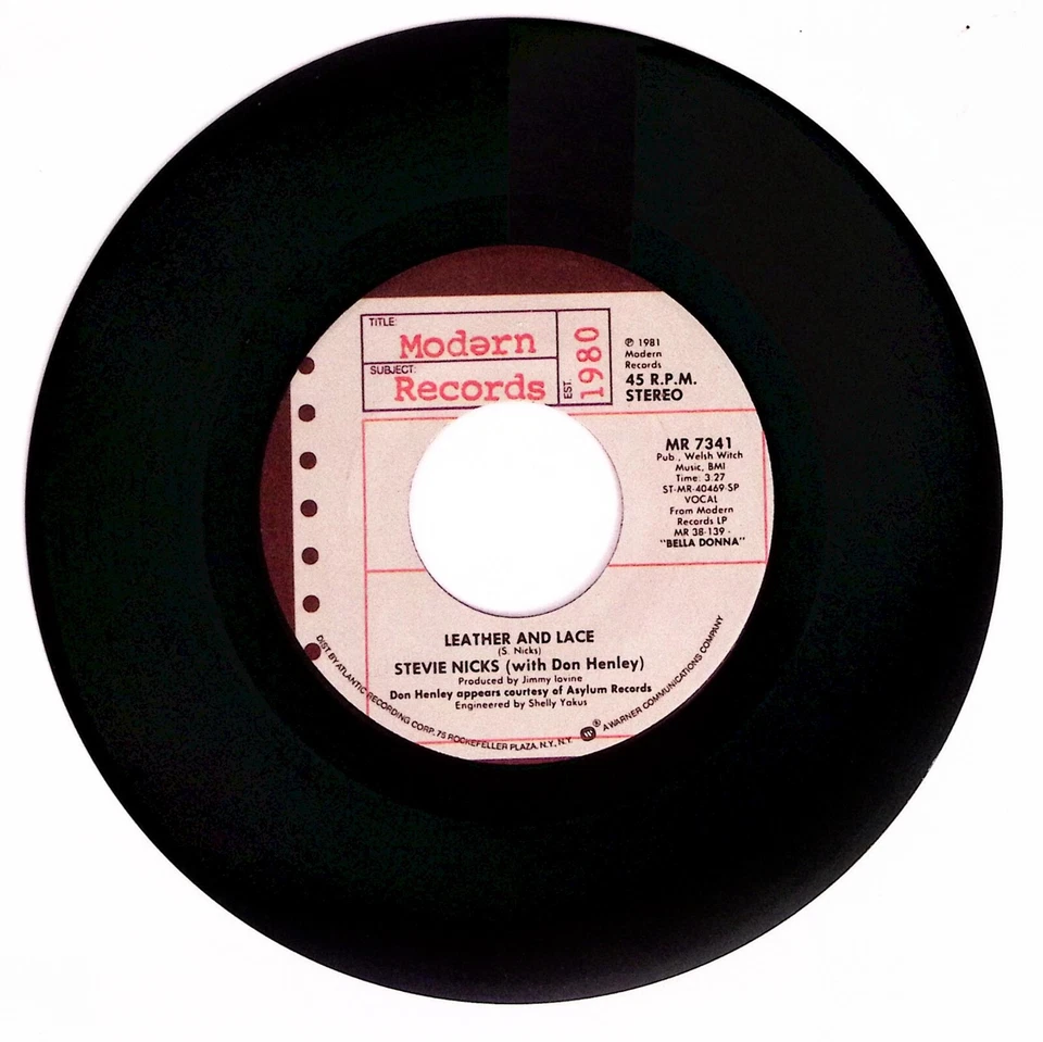 STEVI NICK W/ DON HENLEY LEATHER AND LACE/BELLA DONNA MODERN REC VINYL 45 75-39 - Image 3 of 3