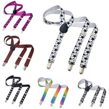 Long Hosentr&auml;ger Herren Damen Hosentr&auml;ger Y Form Style 3er Clips Bunt