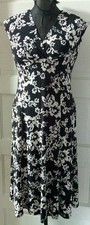 CHAPS Black Floral V-Neck Sleeveless Dress S