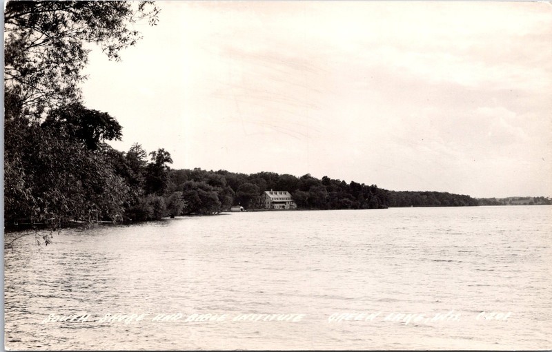 PC6582 WI Wisconsin Green Lake South Shore Bible Institute Scene Postcard RPPC