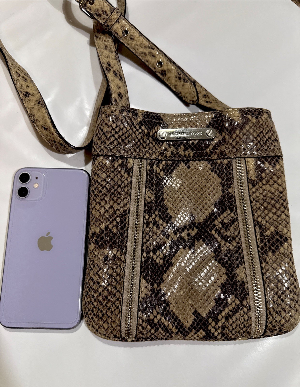 Michael Kors Python Embossed Leather Handbag -Cro… - image 3