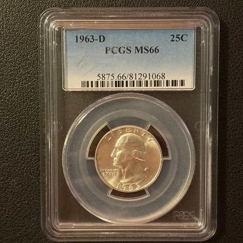 1963 D Washington Quarter - PCGS MS66 - 25C - 90% Silver