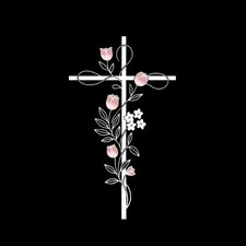 Floral Christian Cross Pink Flower Jesus Faith Vinyl Decal Car Sticker 7"x4.09"