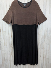 Vintage 90s Carole Little Maxi Dress Plus 22W Liquid Knit Boho Two Tone Long