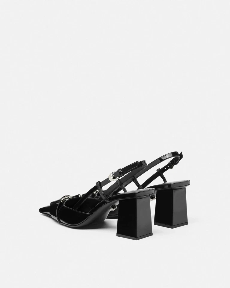 Bombas Versace Medusa con hebilla charol honda 70 mm talla 39 EE. UU. 9 $1.195 NUEVAS CON ETIQUETAS Foto 4 de 4