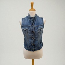 VTG Levi Strauss Denim Vest Sz Misses M 8-10 100 cotton Med Wash Y2K Western