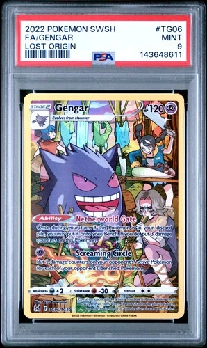2022 POKEMON SWORD & SHIELD LOST ORIGIN #TG06 FULL ART GENGAR PSA 9