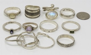 NYJEWEL Vintage or Modern Sterling Silver Stones Ring Lot 32.5g